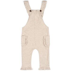 Milkbarn Organic Cotton Blend Ruffle Overall - Heathered Oatmeal - 12-18M NWT